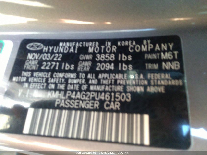 2023 HYUNDAI ELANTRA LIMITED - KMHLP4AG2PU461503