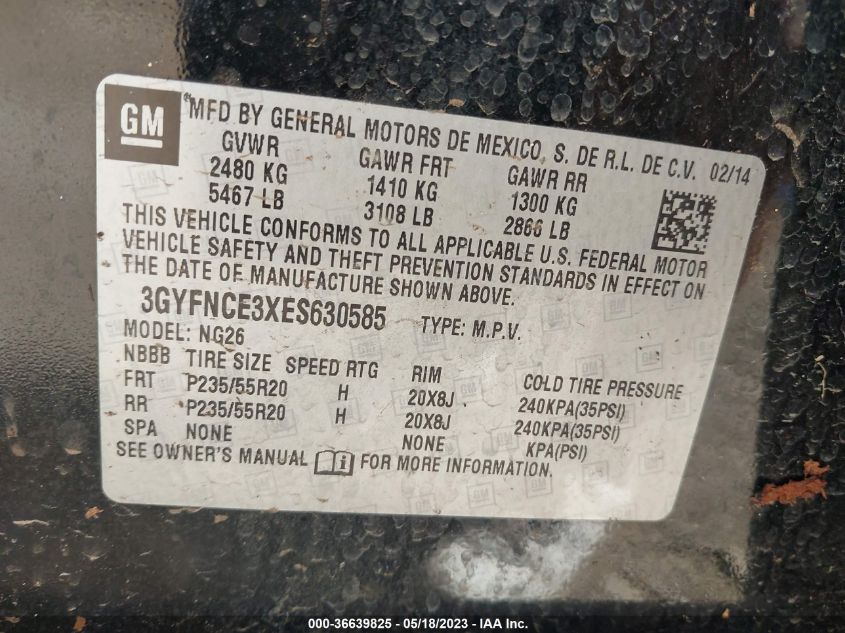 2014 CADILLAC SRX PERFORMANCE COLLECTION - 3GYFNCE3XES630585
