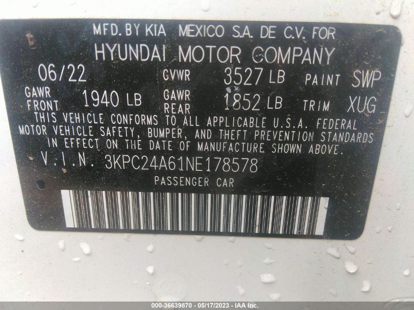 2022 HYUNDAI ACCENT SE - 3KPC24A61NE178578