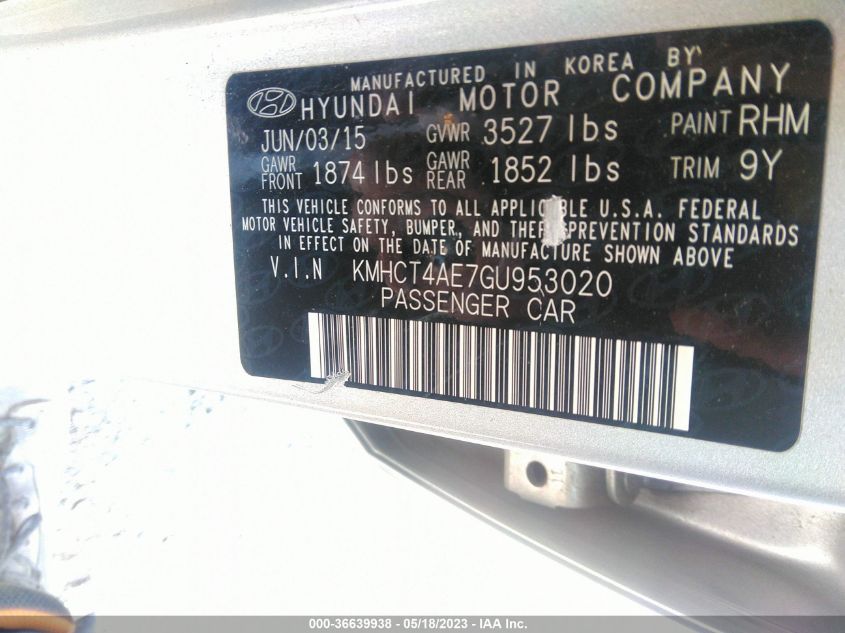 2016 HYUNDAI ACCENT SE - KMHCT4AE7GU953020
