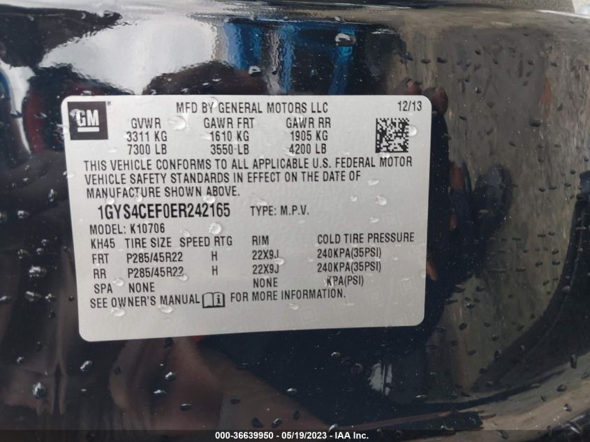 2014 CADILLAC ESCALADE PREMIUM - 1GYS4CEF0ER242165
