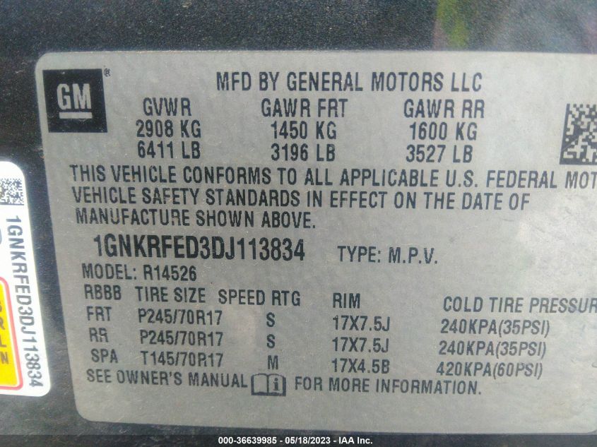 2013 CHEVROLET TRAVERSE LS - 1GNKRFED3DJ113834