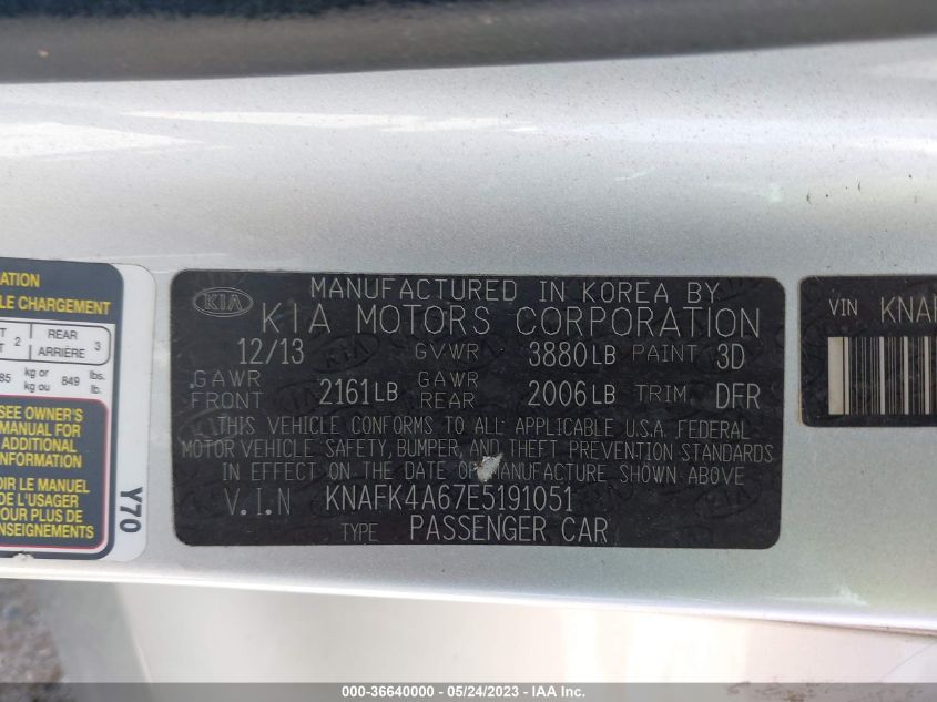 2014 KIA FORTE LX - KNAFK4A67E5191051