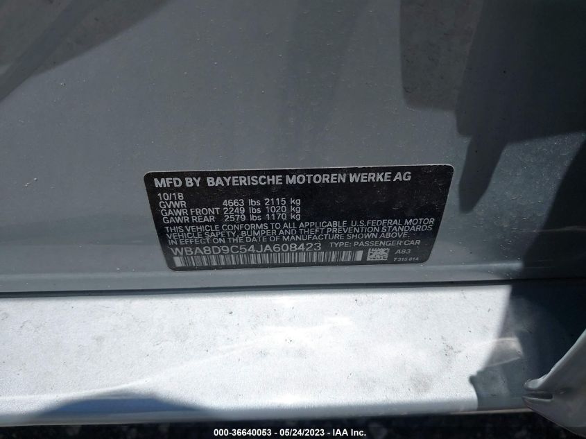 2018 BMW 3 SERIES 330I XDRIVE - WBA8D9C54JA608423