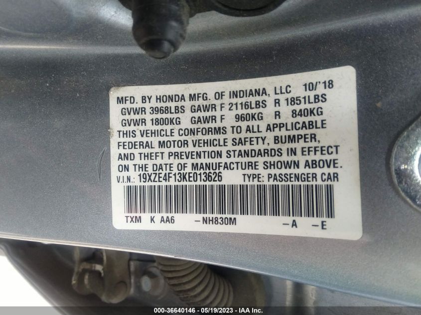 2019 HONDA INSIGHT LX - 19XZE4F13KE013626