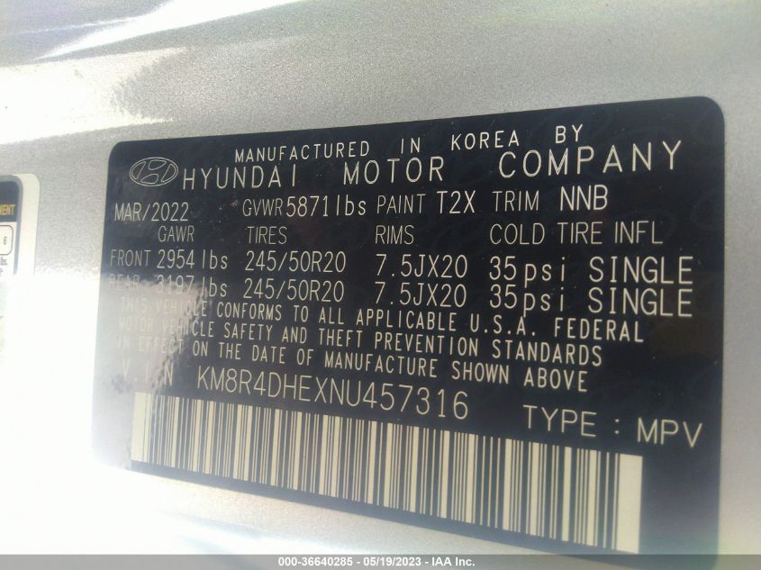 2022 HYUNDAI PALISADE SEL - KM8R4DHEXNU457316