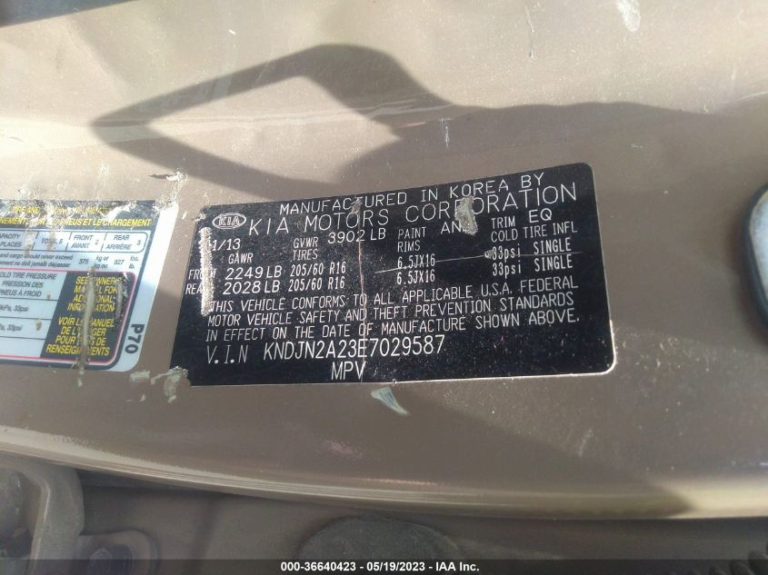 2014 KIA SOUL BASE - KNDJN2A23E7029587