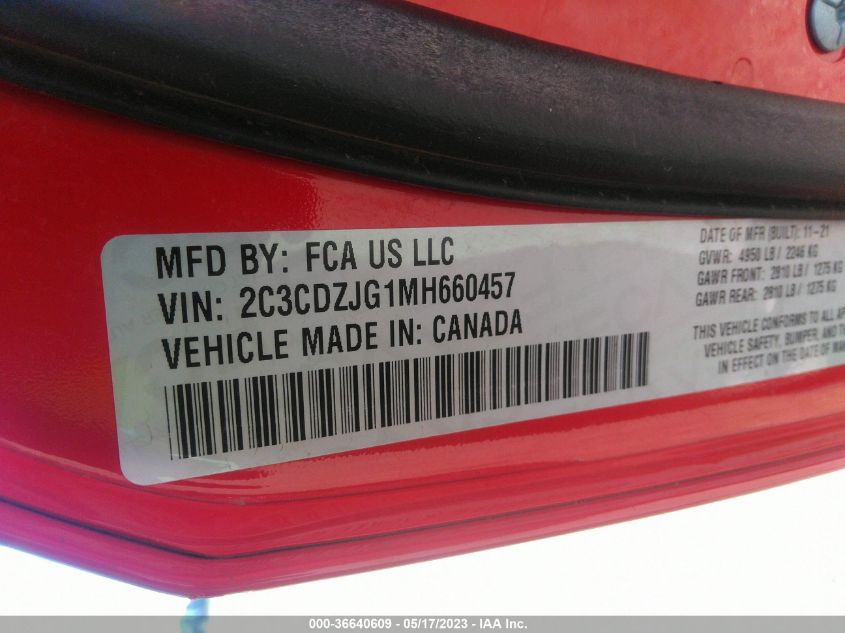 2021 DODGE CHALLENGER GT - 2C3CDZJG1MH660457