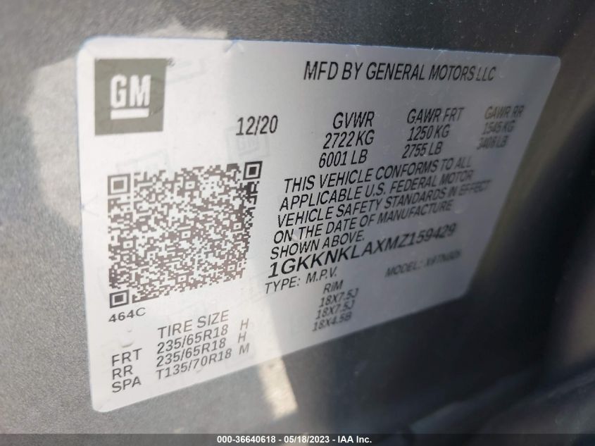 2021 GMC ACADIA SLE - 1GKKNKLAXMZ159429