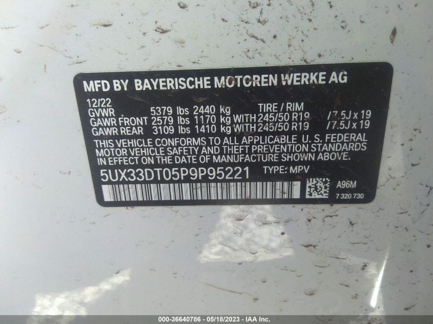 2023 BMW X4 XDRIVE30I - 5UX33DT05P9P95221