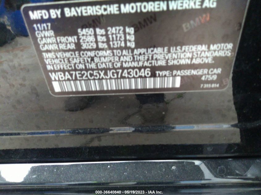 2018 BMW 7 SERIES 740I - WBA7E2C5XJG743046