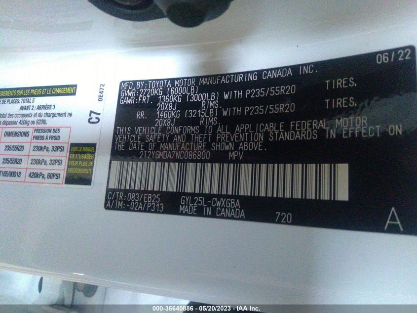 2022 LEXUS RX RX 450H F SPORT HANDLING - 2T2YGMDA7NC086800