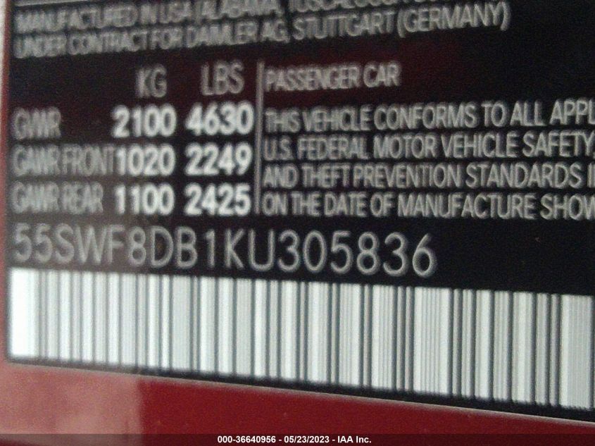 2019 MERCEDES-BENZ C-CLASS C 300 - 55SWF8DB1KU305836