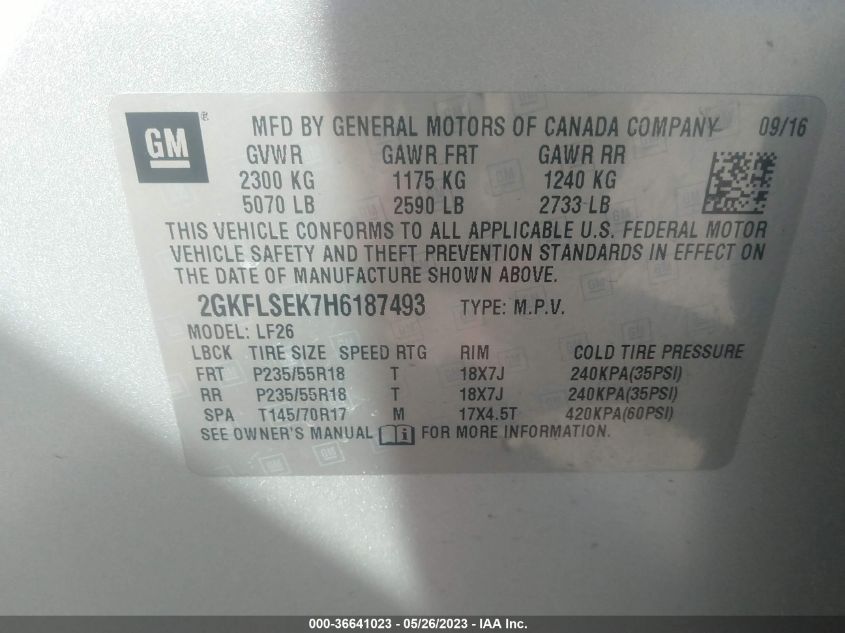 2017 GMC TERRAIN SLE - 2GKFLSEK7H6187493