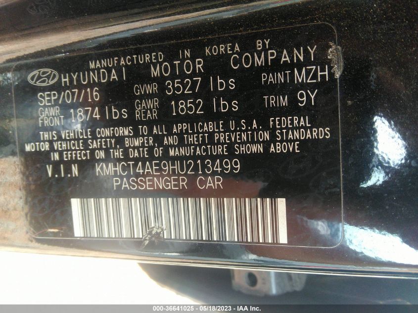2017 HYUNDAI ACCENT SE - KMHCT4AE9HU213499