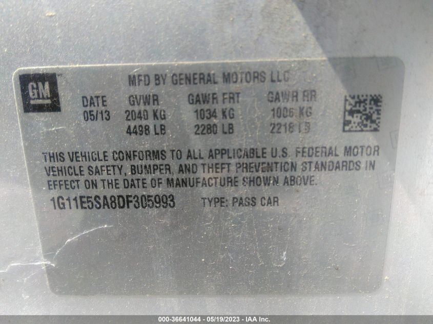 2013 CHEVROLET MALIBU LT - 1G11E5SA8DF305993