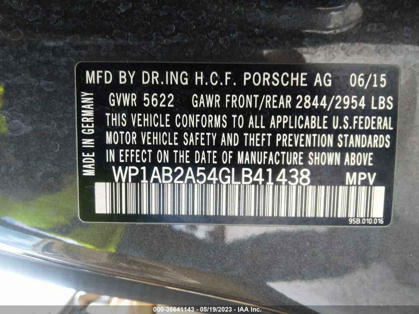 2016 PORSCHE MACAN S - WP1AB2A54GLB41438