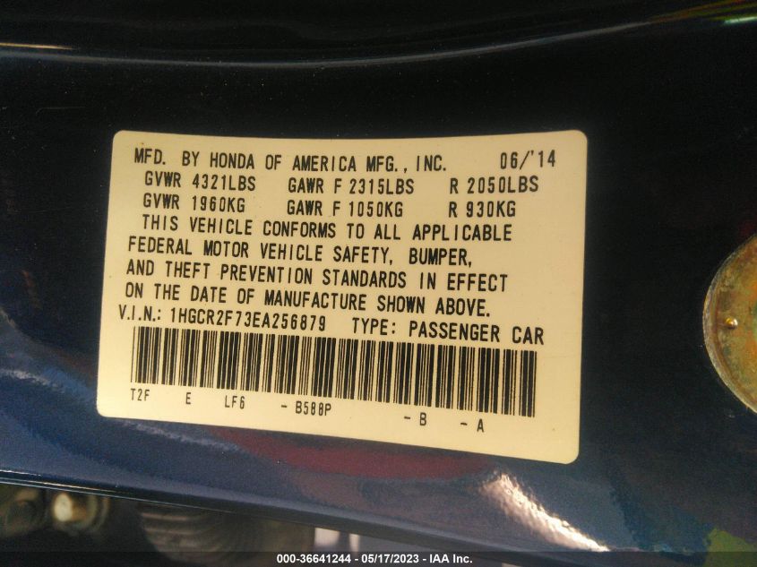 2014 HONDA ACCORD SEDAN EX - 1HGCR2F73EA256879