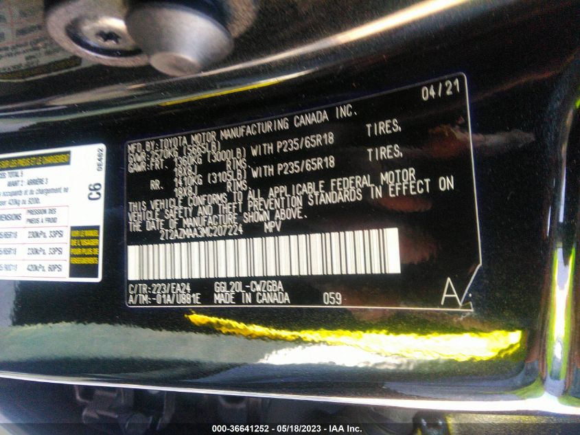 2021 LEXUS RX RX 350 - 2T2AZMAA3MC207224