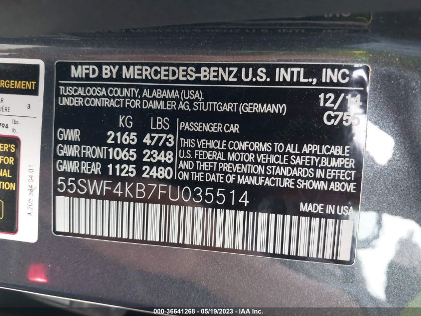 2015 MERCEDES-BENZ C-CLASS C 300 - 55SWF4KB7FU035514