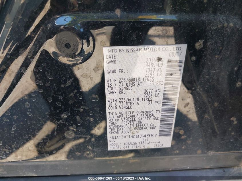 2017 NISSAN ROGUE SL - 5N1AT2MT1HC874987