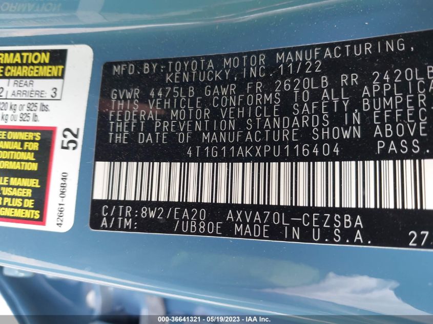 2023 TOYOTA CAMRY SE/SE NIGHTSHADE - 4T1G11AKXPU116404