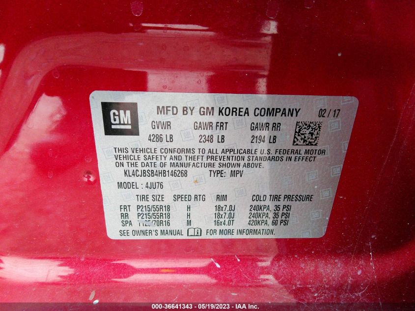 2017 BUICK ENCORE PREFERRED II - KL4CJBSB4HB146268