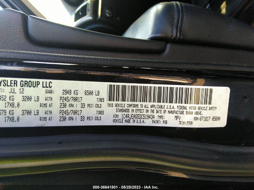 2013 JEEP GRAND CHEROKEE LAREDO - 1C4RJEAG5DC519434