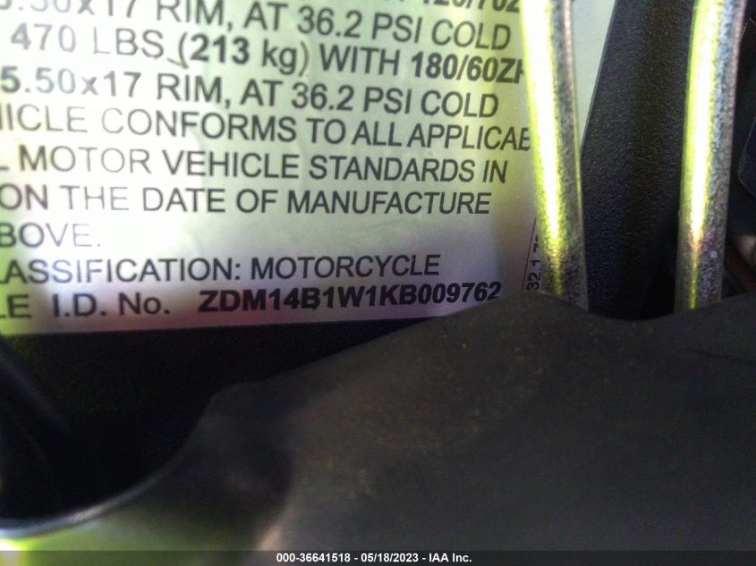 2019 DUCATI SUPERBIKE 959 PANIGALE ZDM14B1W1KB009762
