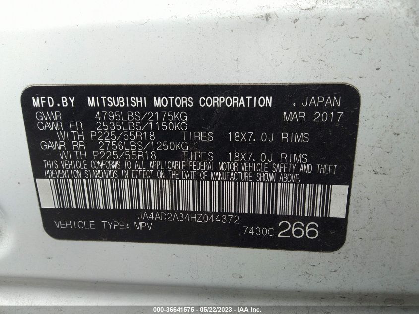 2017 MITSUBISHI OUTLANDER ES - JA4AD2A34HZ044372