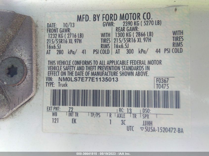 2014 FORD TRANSIT CONNECT XL - NM0LS7E77E1135013