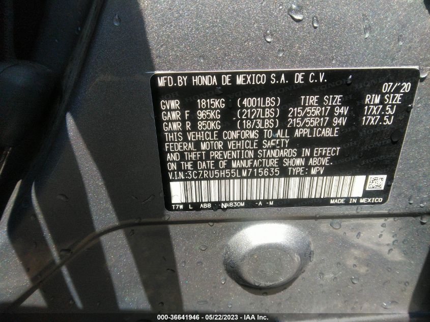 2020 HONDA HR-V EX - 3CZRU5H55LM715635