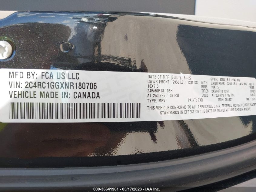 2022 CHRYSLER PACIFICA LIMITED - 2C4RC1GGXNR180706