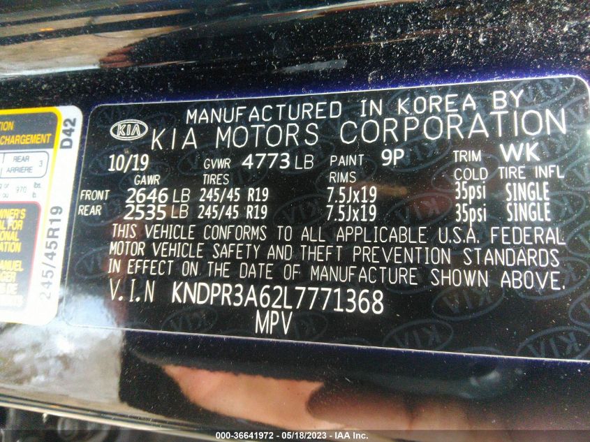 2020 KIA SPORTAGE SX TURBO - KNDPR3A62L7771368