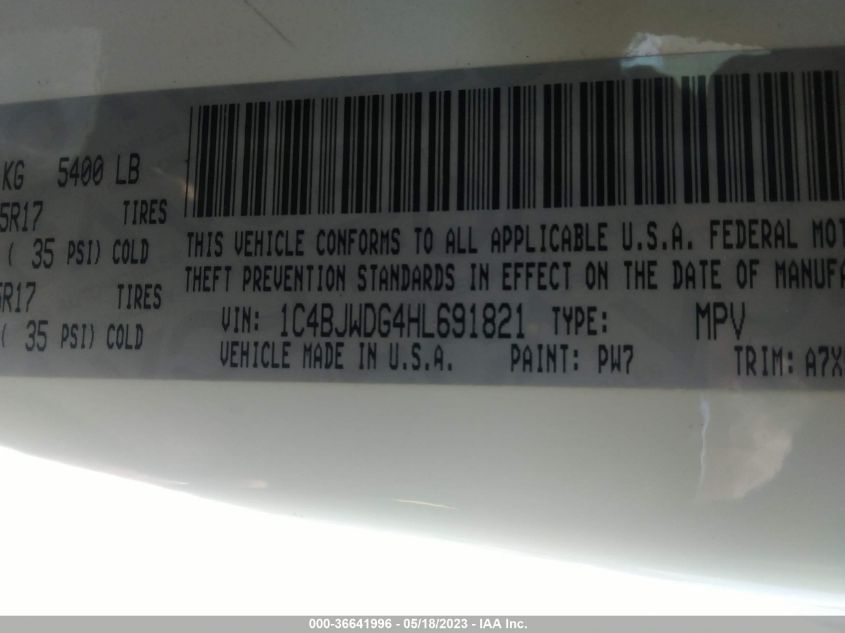 2017 JEEP WRANGLER UNLIMITED SPORT - 1C4BJWDG4HL691821