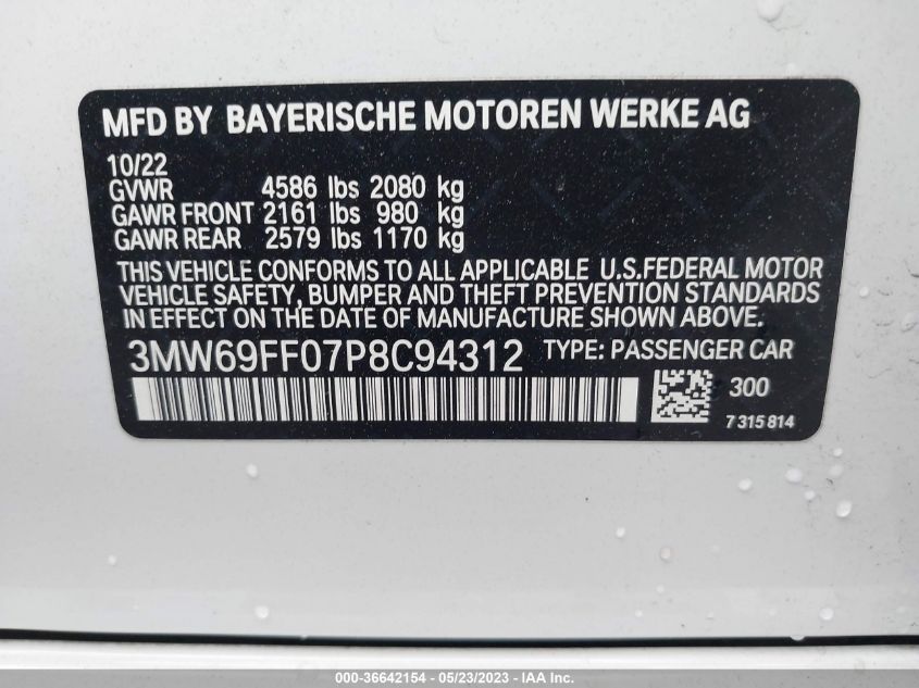 2023 BMW 3 SERIES 330I - 3MW69FF07P8C94312