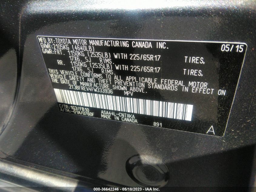 2015 TOYOTA RAV4 LE - 2T3BFREV4FW333936