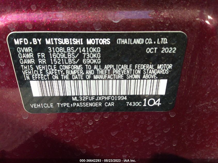 2023 MITSUBISHI MIRAGE G4 ES/LE/BLACK EDITION - ML32FUFJXPHF01994