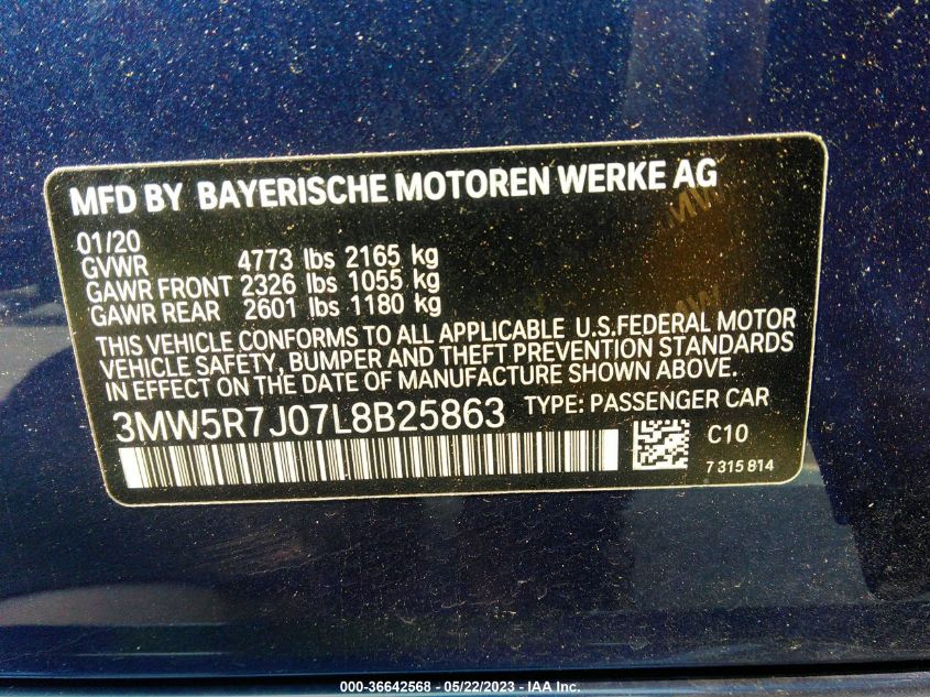 2020 BMW 3 SERIES 330I XDRIVE - 3MW5R7J07L8B25863