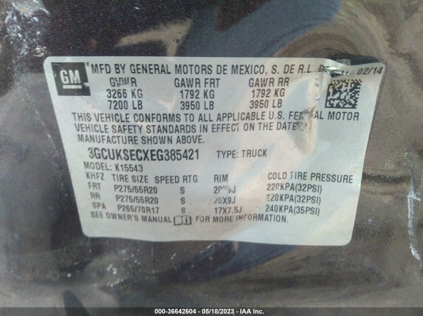 2014 CHEVROLET SILVERADO 1500 LTZ - 3GCUKSECXEG385421