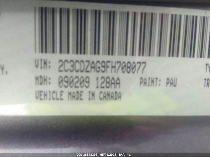 2015 DODGE CHALLENGER SXT - 2C3CDZAG9FH708077