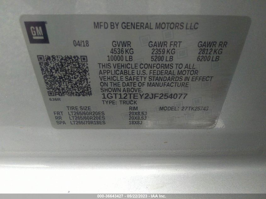 2018 GMC SIERRA 2500HD SLT - 1GT12TEY2JF254077