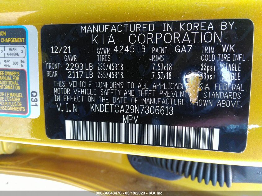 2022 KIA SELTOS SX - KNDETCA29N7306613