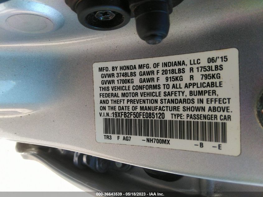 2015 HONDA CIVIC SEDAN LX - 19XFB2F50FE085120