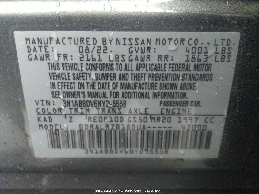 2022 NISSAN SENTRA SR - 3N1AB8DV6NY295558