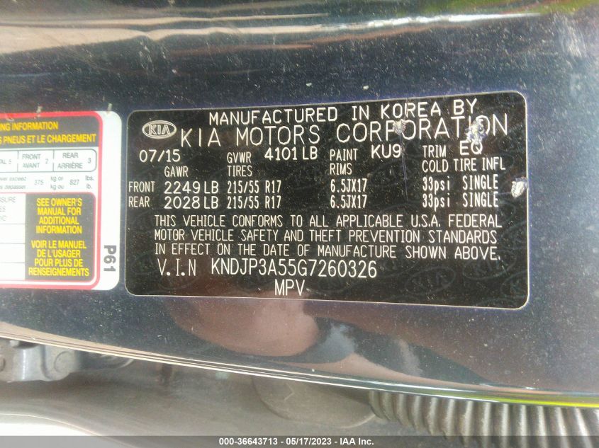 2016 KIA SOUL + - KNDJP3A55G7260326