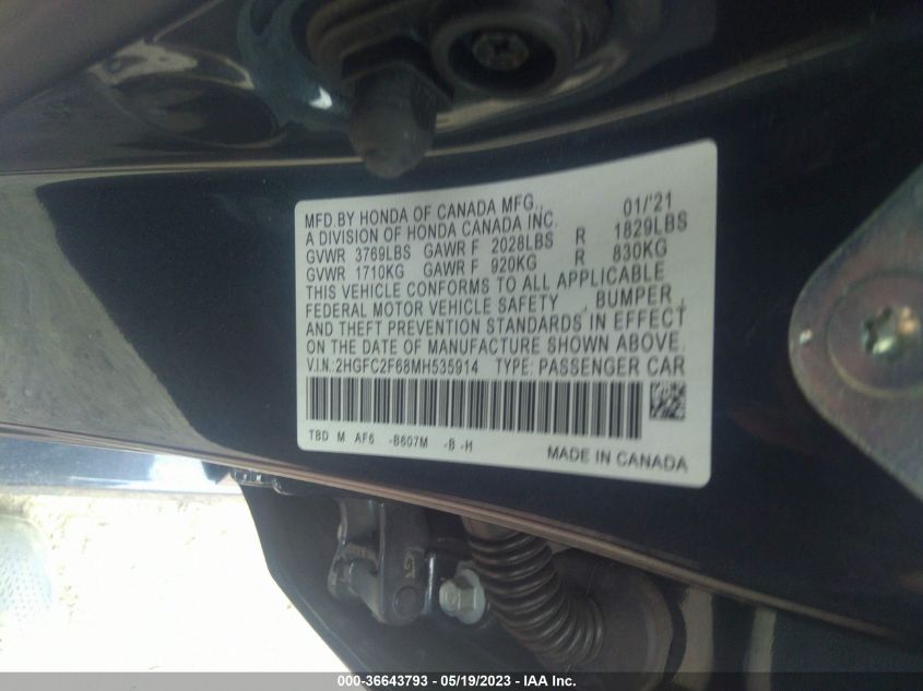2021 HONDA CIVIC SEDAN LX - 2HGFC2F68MH535914