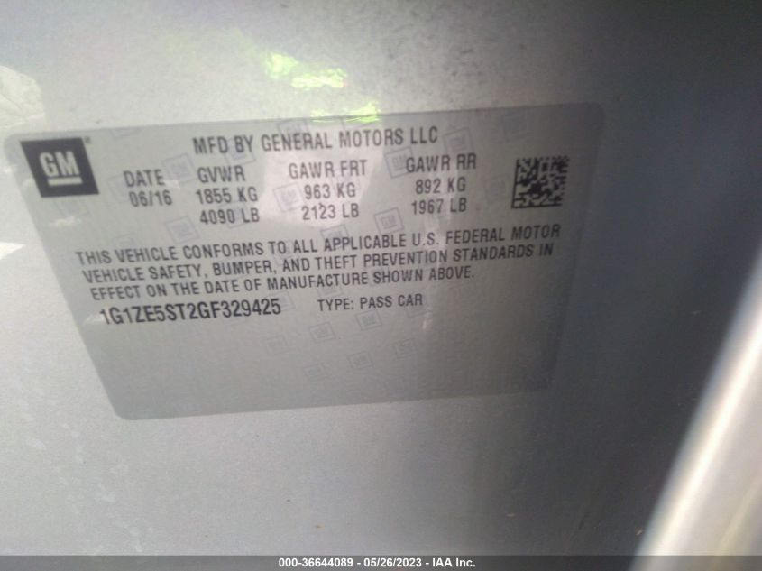 2016 CHEVROLET MALIBU LT - 1G1ZE5ST2GF329425