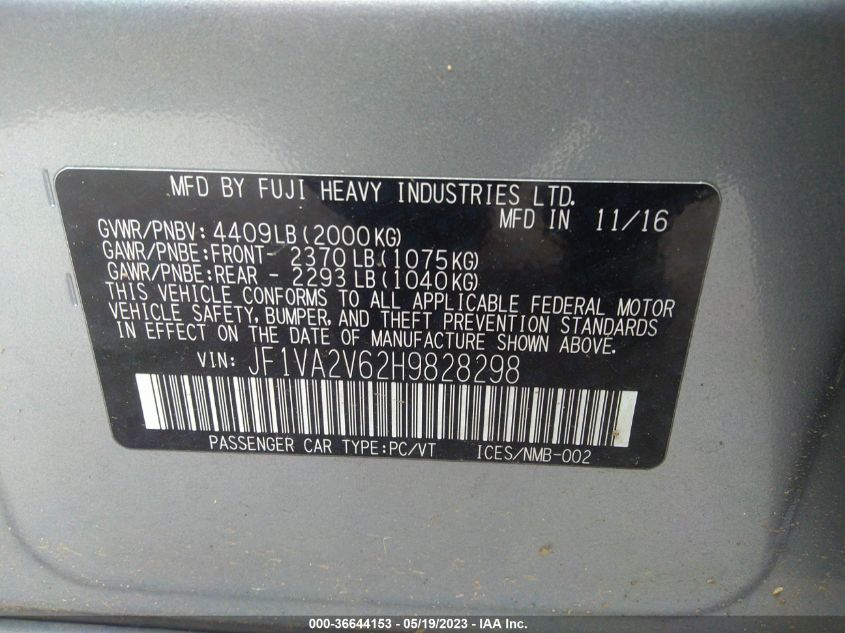2017 SUBARU WRX STI - JF1VA2V62H9828298