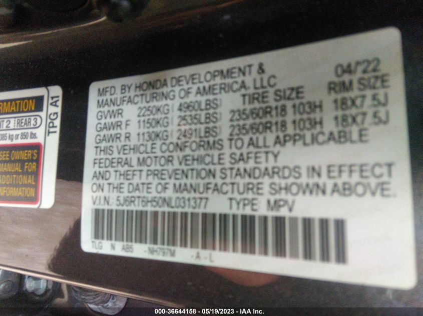 2022 HONDA CR-V HYBRID EX - 5J6RT6H50NL031377
